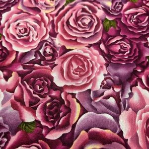 Radiant Roses Fabric - Pink and Purple BYY